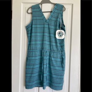 New Toad&Co Sunkissed Liv Dress North Shore Retro Print Size Large L Blue Sleeve